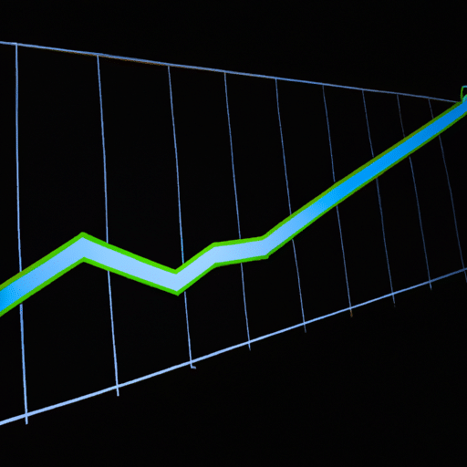  demonstrating a stock market index, with an arrow pointing up to show an upward trend in investment