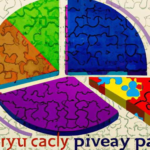 Ful pie chart with overlapping slices, each slice representing a different data privacy strategy, surrounded by colorful puzzle pieces