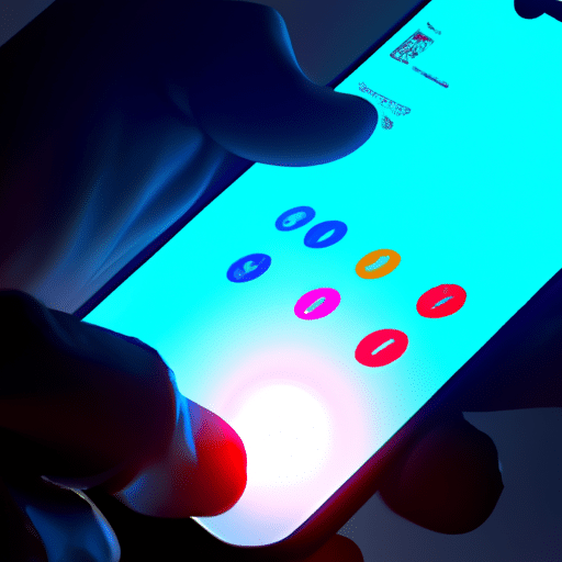  tapping away at a glowing smartphone screen, highlighting the various features of the app being used