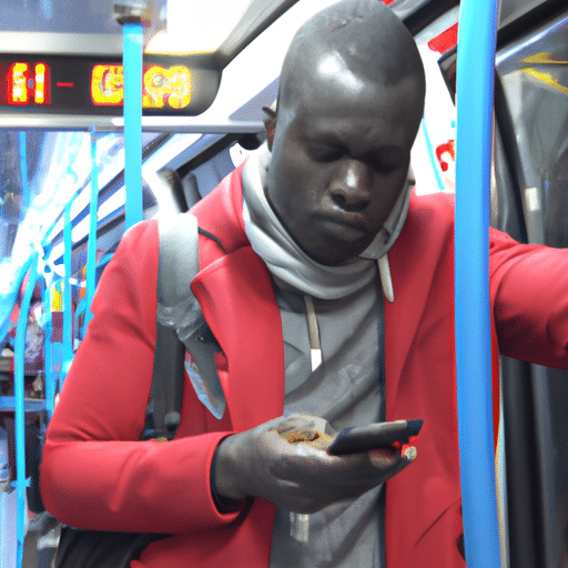 Commuter using an app on their phone to quickly access all the benefits of mobile apps