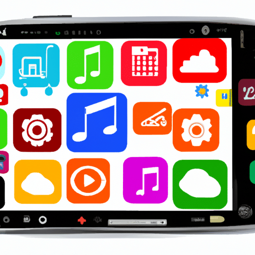 E phone with various colorful icons overlaid, each representing a distinct app feature