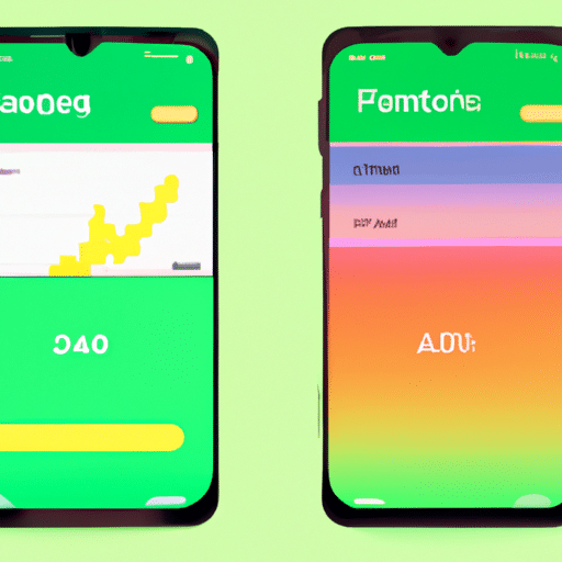 Rison of a modern app and an old-fashioned platform, side-by-side, with a colorful gradient background and visual cues of progress and growth