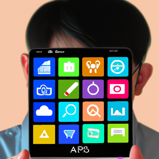 An image of a person looking at a variety of app icons, representing the different types of apps, on a mobile device