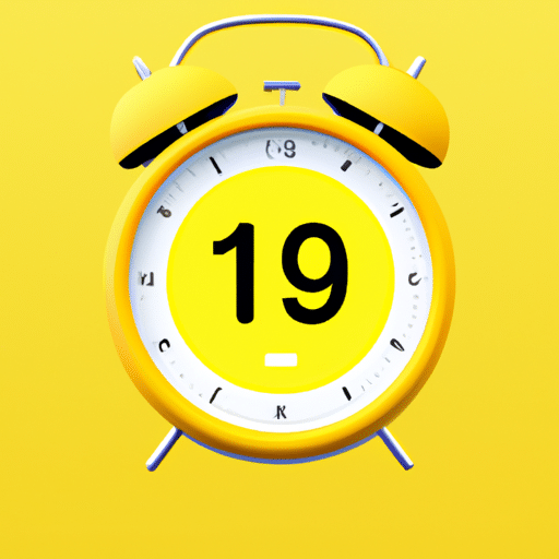 T yellow alarm clock set at 10:00am with an app notification icon in the center of the clock face