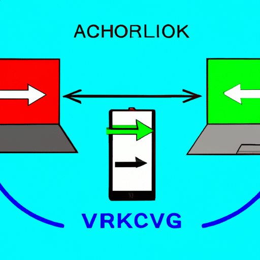 Ful diagram showing a phone and laptop synchronizing data with arrows and checkmarks to demonstrate successful setup